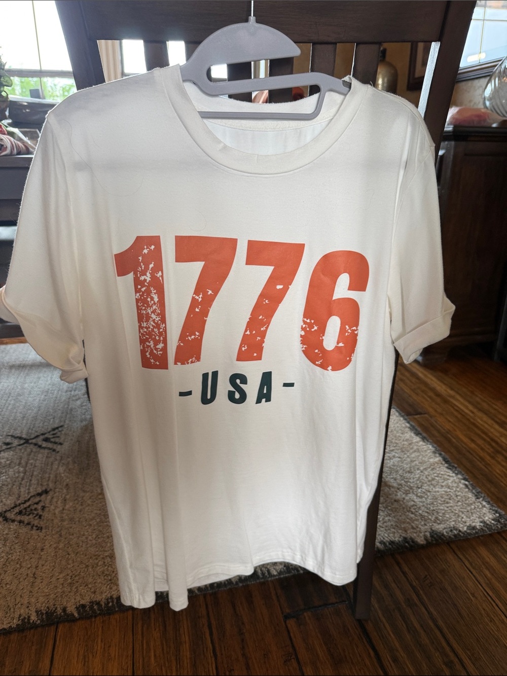 Women's 1776 USA Graphic Tee - White with Orange Print